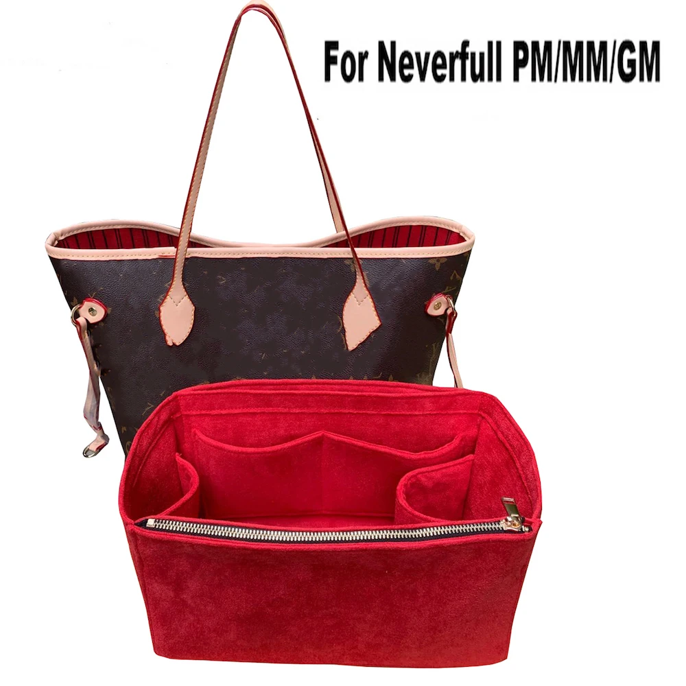 

For Neverfull PM MM GM organizer Bag Tote Inner purse insert bag shaper- Premium Velvet Very Feeling Fabric(Handmade/20 Colors)
