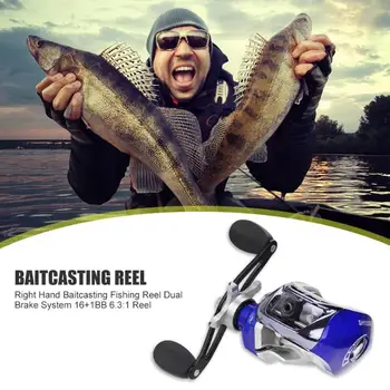 Right Hand Baitcasting Reel Magnetic Dual Brake System 16+1BB 6.3:1 Gear Ratio Low Profile Bait Casting Reel Fishing Tackle
Right Hand Baitcasting Reel Magnetic Dual Brake System 16+1BB 6.3:1 Gear Ratio Low Profile Bait Casting Reel Fishing Tackle
