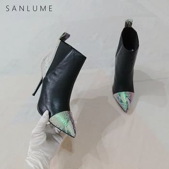 SANLUME 10 CM NEW Black winter boots women genuine leather cowhide ladies high heel ankle boots for women
SANLUME 10 CM NEW Black winter boots women genuine leather cowhide ladies high heel ankle boots for women