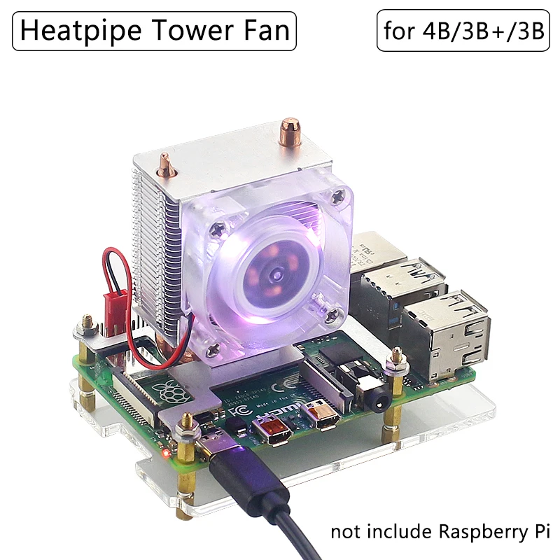 Raspberry Pi 4 ICE-Tower Cooling Fan RGB 7 color LED Light Fan Super Heat Dissipation with Silicone Heat Sink for RPI 4B/3B+/3B
Raspberry Pi 4 ICE-Tower Cooling Fan RGB 7 color LED Light Fan Super Heat Dissipation with Silicone Heat Sink for RPI 4B/3B+/3B