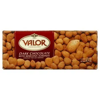 

Valor Dark Chocolate Bar (52% Cacao) with Whole Marcona Almonds (8.75 oz/250 g) by Valor