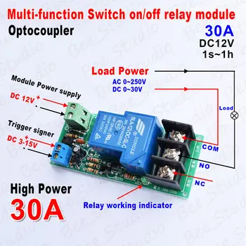 0~60 minutes 30A DC12V Multifunction Delay Timing on/off Optocouple Relay Module Switch Timer
0~60 minutes 30A DC12V Multifunction Delay Timing on/off Optocouple Relay Module Switch Timer
