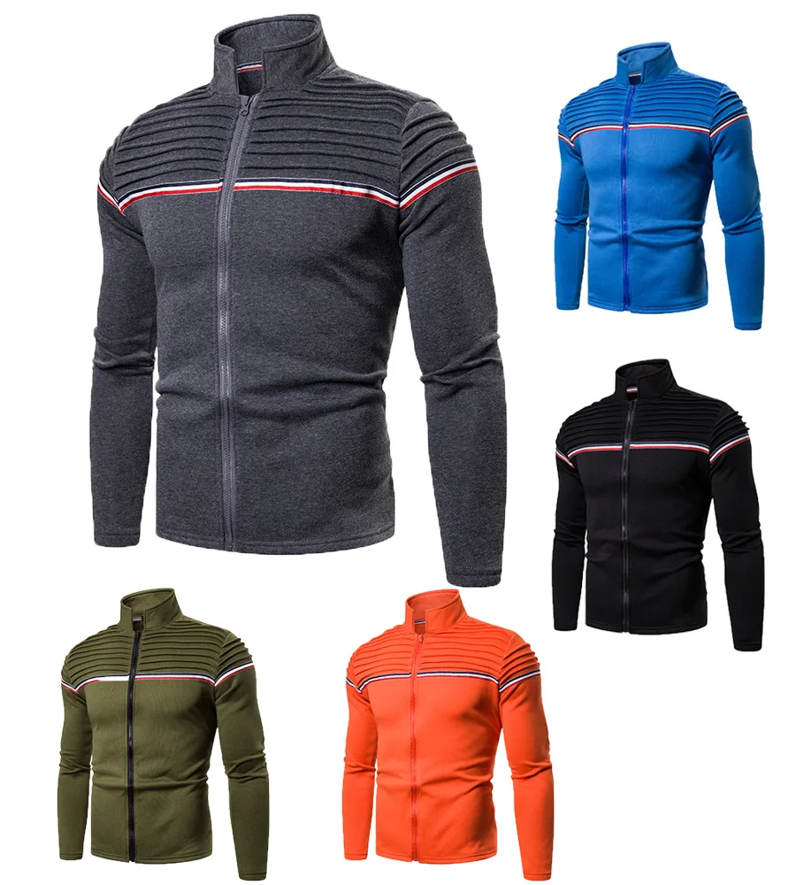 2020 Quality Men's Clothing Cardigan Jacket Striped Pleated Ribbon Sweatshirt Men's Jacket Zipper Stand Collar Sports Top
2020 Quality Men's Clothing Cardigan Jacket Striped Pleated Ribbon Sweatshirt Men's Jacket Zipper Stand Collar Sports Top