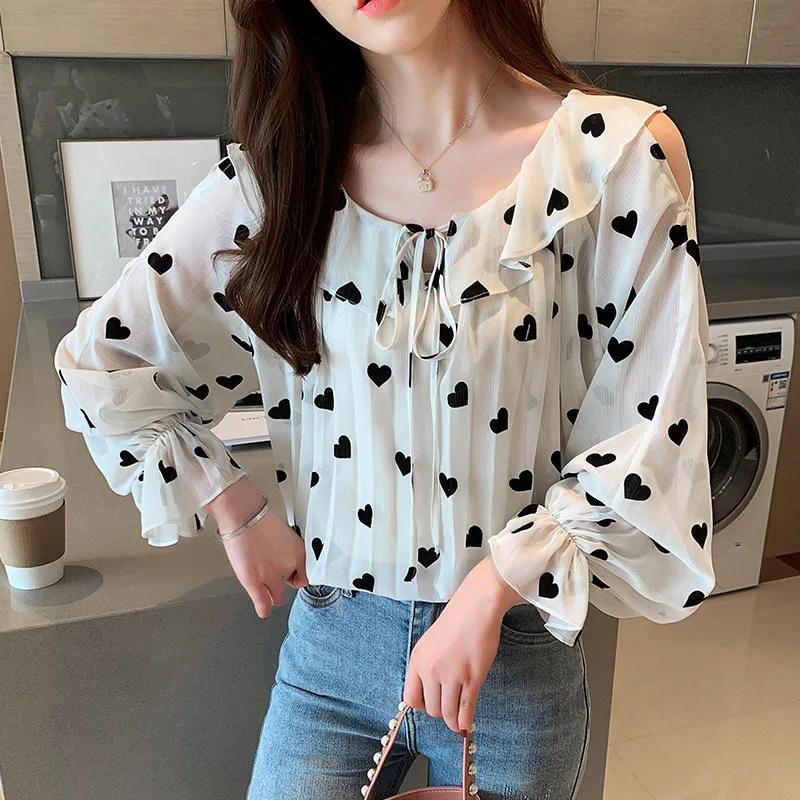 2020 Spring New Style Sweet Heart Polka Dot Chiffon Shirt Female Long Sleeve Tops Fairy Slimming Western Style Sweater Send Cami
2020 Spring New Style Sweet Heart Polka Dot Chiffon Shirt Female Long Sleeve Tops Fairy Slimming Western Style Sweater Send Cami