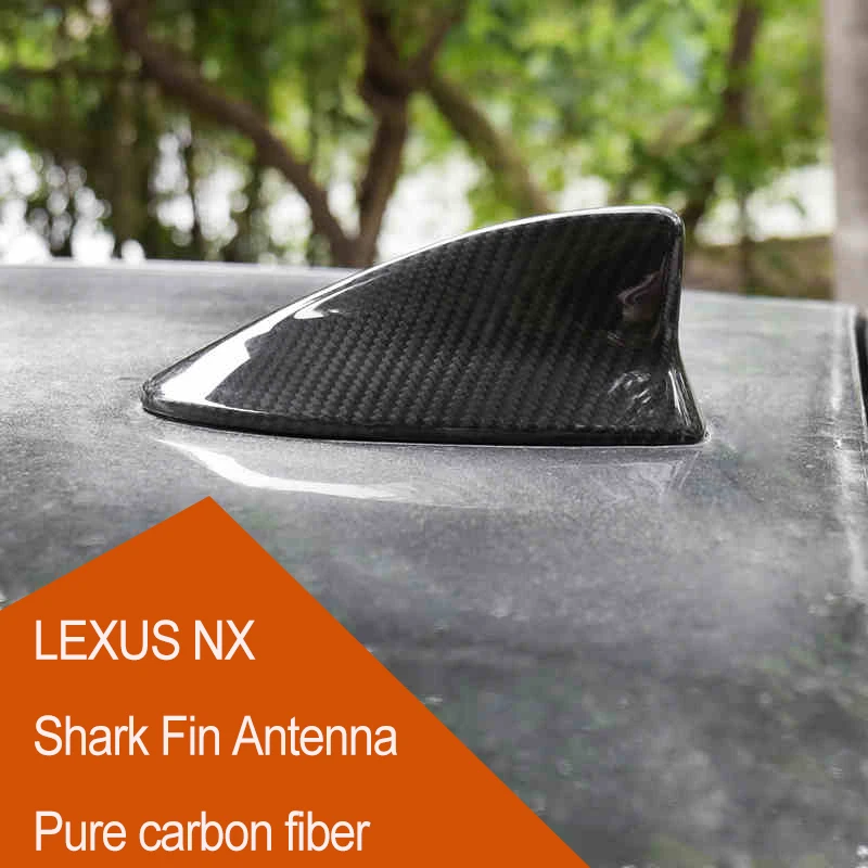 

QHCP Car Roof Shark Fin Antenna Decorative Sticker Real Carbon Fiber For LEXUS NX200 300 200T 300H CT IS LX RC ES300H Accessory