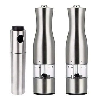Stainless Steel Electric Pepper Grinder Set, Salt and Pepper Grinder Set, Spray Bottle Dispenser
Stainless Steel Electric Pepper Grinder Set, Salt and Pepper Grinder Set, Spray Bottle Dispenser
