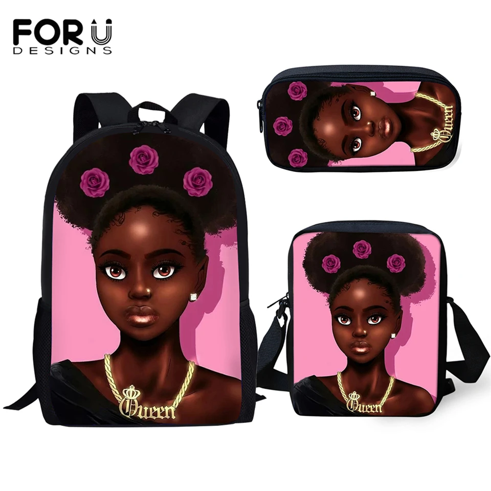 FORUDESIGNS Primary Students Backpacks Black African Girl Pattern Kids School Bags Afro Arts Design Prints 3PC/Set Book Bags
FORUDESIGNS Primary Students Backpacks Black African Girl Pattern Kids School Bags Afro Arts Design Prints 3PC/Set Book Bags