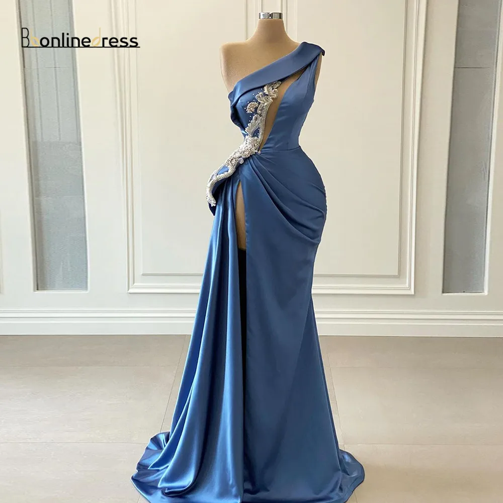 Bbonlinedress Elegant Evening Dress 2020 Crystal Beading One Shoulder Satin Long Prom Dress Split Formal Gown vestido de festa 
Bbonlinedress Elegant Evening Dress 2020 Crystal Beading One Shoulder Satin Long Prom Dress Split Formal Gown vestido de festa