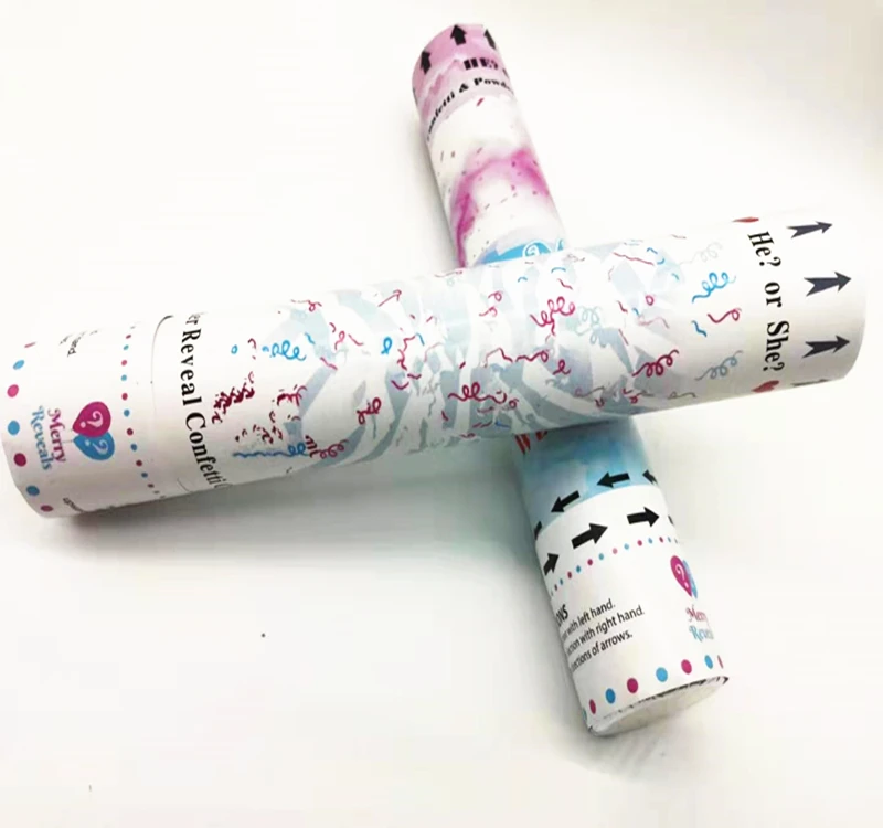 Gender Reveal Confetti Cannon Baby Shower BLUE or PINK 4 pack