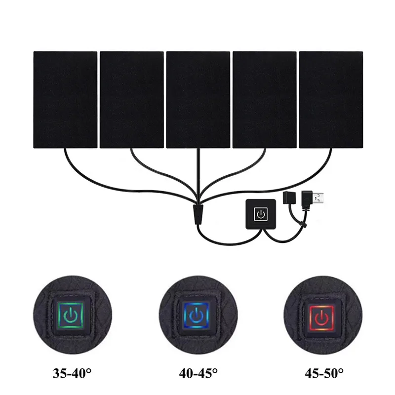 5V Electric Heating Sheet With 3 Gear USB Charged Clothes Heating Pad Adjustable Temperature Heating Warmer Pad For Vest Jacket
5V Electric Heating Sheet With 3 Gear USB Charged Clothes Heating Pad Adjustable Temperature Heating Warmer Pad For Vest Jacket