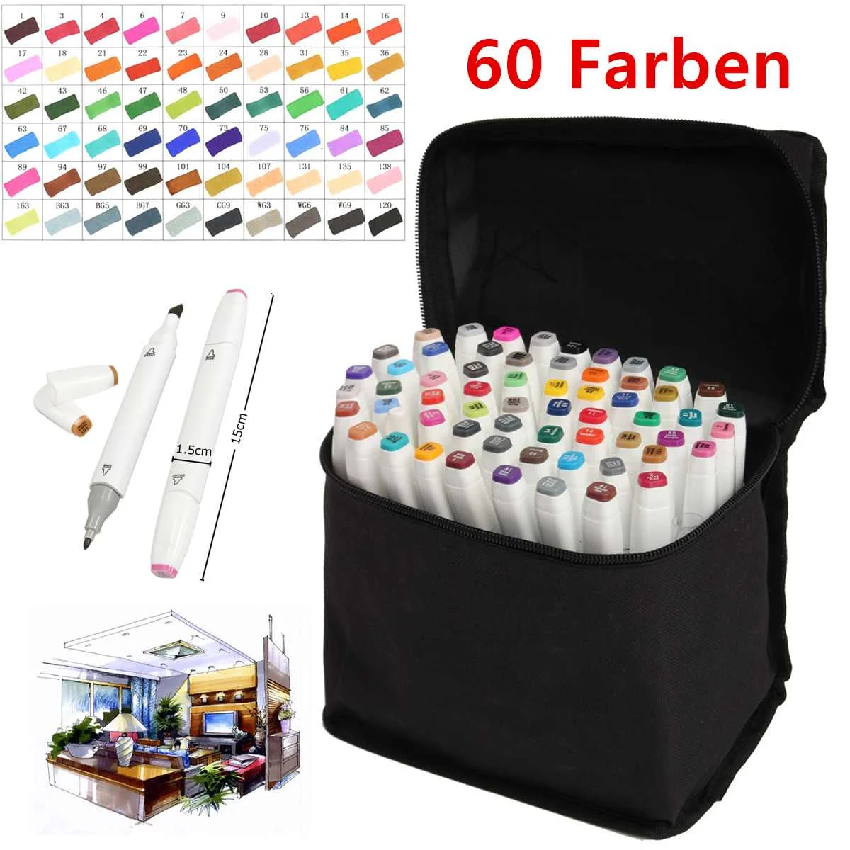 60Color Markers Set Manga Drawing Markers Pen Animation Alcohol Based Sketch Oily Dual Brush Dual Head Pen Art Supplies
60Color Markers Set Manga Drawing Markers Pen Animation Alcohol Based Sketch Oily Dual Brush Dual Head Pen Art Supplies