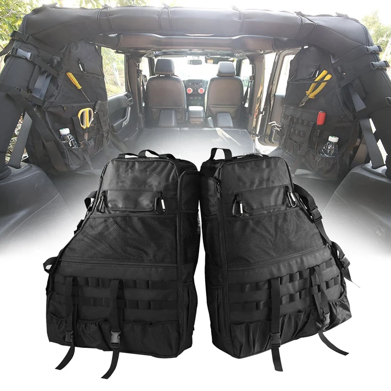 

Roll Bar Storage Bag Cage with Multi-Pockets Organizers Cargo Bag Tool Kits for Je ep Wrangler Jk Unlimited 4-Door 1997-2018