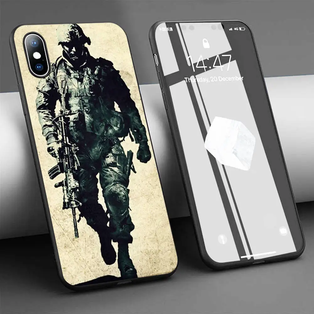 Coque army soldier Soft Silicone Phone Case for iPhone 11 Pro Max X 5S 6 6S XR XS 7 8 Plus Cover | Мобильные телефоны и