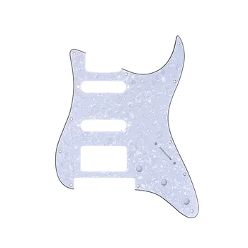 

Musiclily Pro 11-Hole Strat HSS Guitar Pickguard for American/Mexican Fender Stratocaster Floyd Rose Bridge Cut,4Ply White Pearl