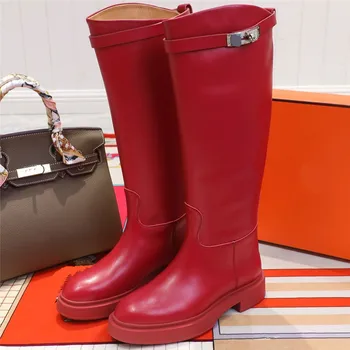 Boots Women Knee High Shoes Woman Leather ботинки женские Flat Women Shoes Slip On Zapatos De Mujer Buckle обувь женская New 
Boots Women Knee High Shoes Woman Leather ботинки женские Flat Women Shoes Slip On Zapatos De Mujer Buckle обувь женская New