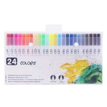 Double head watercolor pen soft head 24 color marker set Markers Set of Water-based Colors NEW 2019
Double head watercolor pen soft head 24 color marker set Markers Set of Water-based Colors NEW 2019