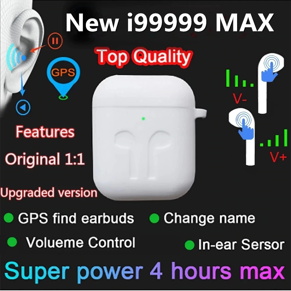 Original i99999 MAX TWS Wireless Earphone Air2 Rename Bluetooth 5.0 Earphone Volume Control Super Bass Earbuds PK i90000 Max
Original i99999 MAX TWS Wireless Earphone Air2 Rename Bluetooth 5.0 Earphone Volume Control Super Bass Earbuds PK i90000 Max
