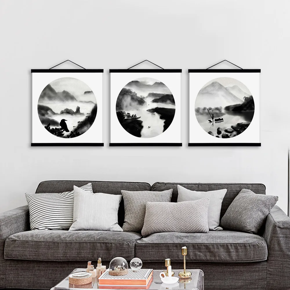Mild Art New Chinese Style Ink Landscape Scenery Dashan Living Room Entrance Multi-Solid Wood Axis Hanging Painting a Generation
Mild Art New Chinese Style Ink Landscape Scenery Dashan Living Room Entrance Multi-Solid Wood Axis Hanging Painting a Generation