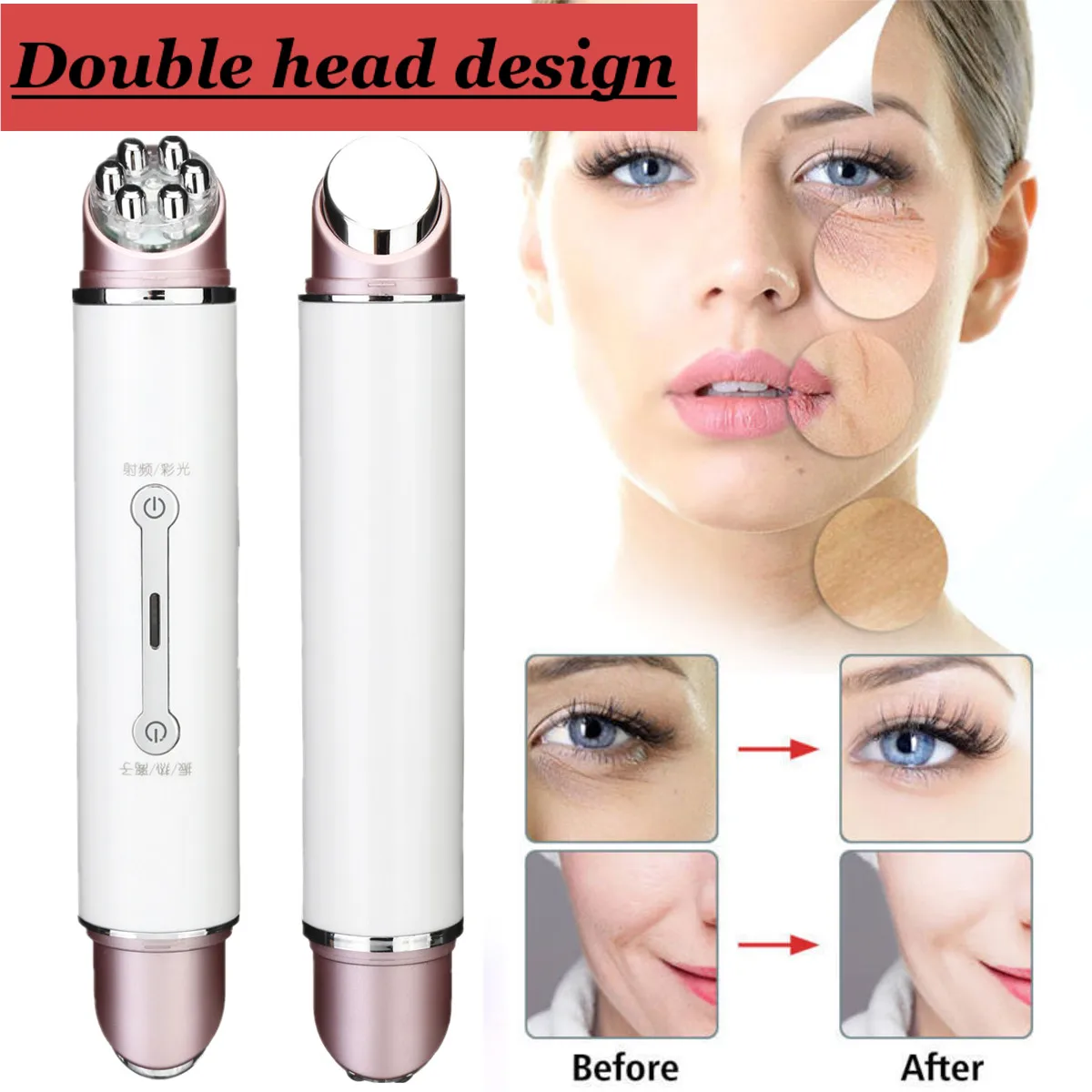 Double head Facial Mesotherapy Electroporation RF Radio Frequency LED Photon Lifting Tighten Wrinkle Removal Skin Care massager
Double head Facial Mesotherapy Electroporation RF Radio Frequency LED Photon Lifting Tighten Wrinkle Removal Skin Care massager
