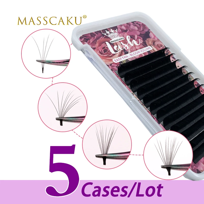 

5case/lot High quality private label 8-20mm length mega synthetic silk 1s Blooming eyelashes extension for Mackup Beauty