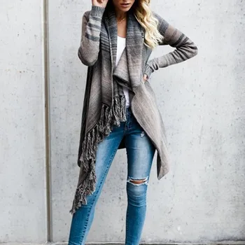 Front Opening Card Front Opening Cardigan Autumn Winter New Long Cape Knit Sweater Coats Women Irregular Tassel Striped Coat
Front Opening Card Front Opening Cardigan Autumn Winter New Long Cape Knit Sweater Coats Women Irregular Tassel Striped Coat
