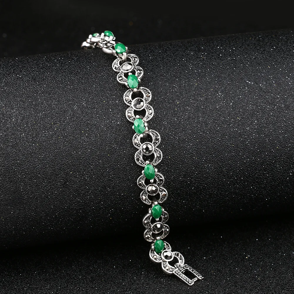 Hot Sale Green Vintage Resin Tibet Silver Bracelets For Women Gift Fashion Ethnic Jewelry 
Hot Sale Green Vintage Resin Tibet Silver Bracelets For Women Gift Fashion Ethnic Jewelry