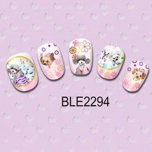 Calcomanías de agua, pegatinas de transferencia de uñas, pegatinas artísticas, hojas pequeñas, pegatinas para uñas para perros, joyas con apliques BLE2292-2302(China)