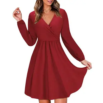 Fashion Women Solid Color V Neck Waist Tight Large Swing Slim Mini Party Dress V Neck Waist Tight Large Slim Mini Party Dress
Fashion Women Solid Color V Neck Waist Tight Large Swing Slim Mini Party Dress V Neck Waist Tight Large Slim Mini Party Dress