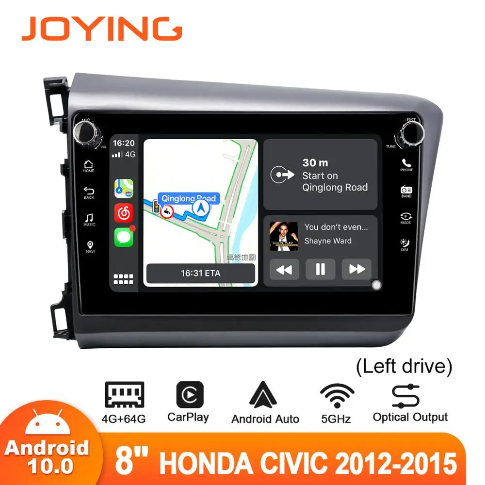 Автомобильный радиоприемник 8 дюймов Android 10 для Honda Civic 2012-2015 GPS Carplay 4G SIM DSP SPDIF
