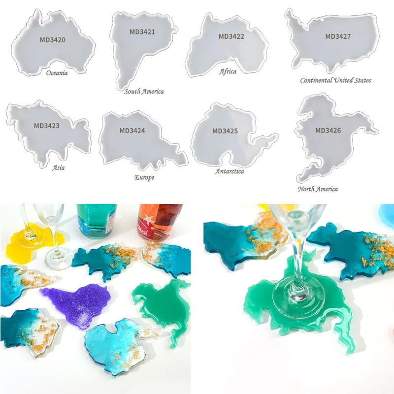 DIY Seven Continents Map Coaster Resin Molds Oceania Africa Europe Asia Map Silicone Tray Fruit Cup Mat Epoxy Resin Mold 
DIY Seven Continents Map Coaster Resin Molds Oceania Africa Europe Asia Map Silicone Tray Fruit Cup Mat Epoxy Resin Mold