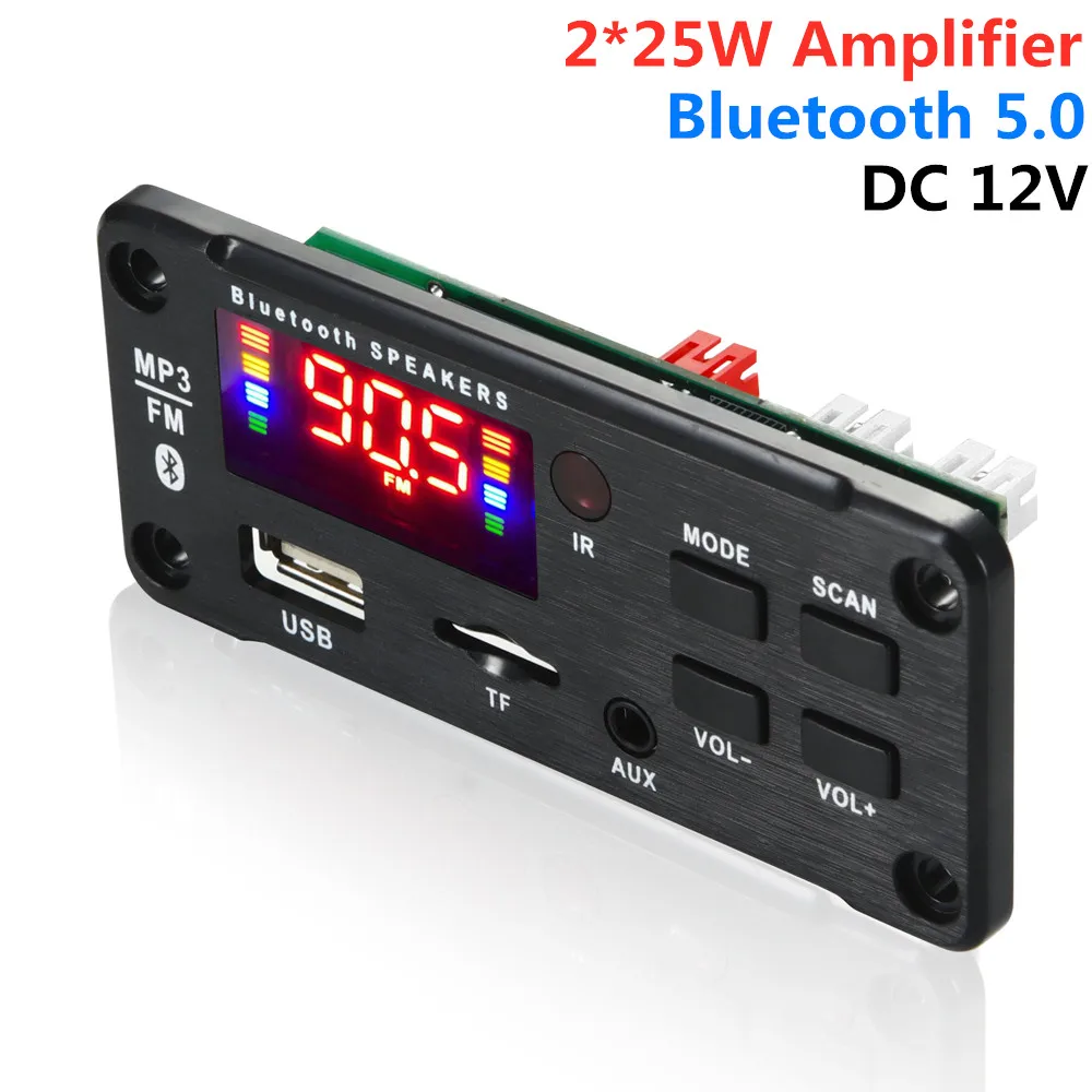 2*25W 50W amplifier MP3 Player Decoder Board 12V Bluetooth 5.0 Car FM Radio Module Support TF USB AUX
2*25W 50W amplifier MP3 Player Decoder Board 12V Bluetooth 5.0 Car FM Radio Module Support TF USB AUX