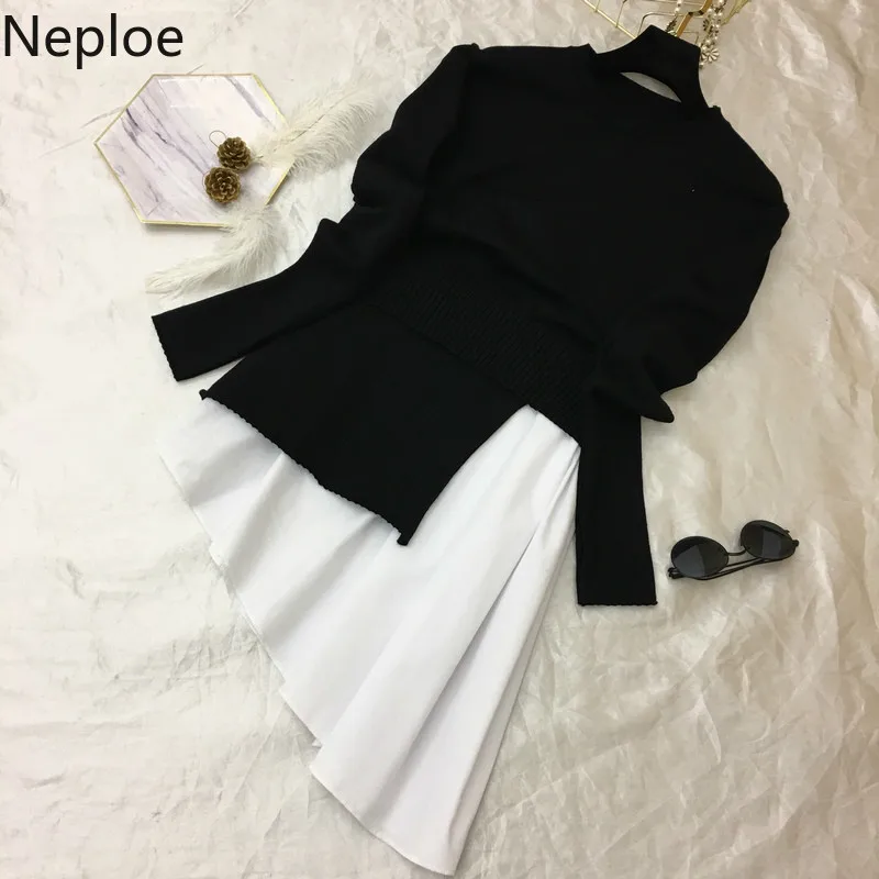 Neploe 2019 Autumn Winter Patch New Splicing Horn Cufflinks Holiday Fake Two Pieces Irregular Hem Sweater Knit Pullover 46368
Neploe 2019 Autumn Winter Patch New Splicing Horn Cufflinks Holiday Fake Two Pieces Irregular Hem Sweater Knit Pullover 46368
