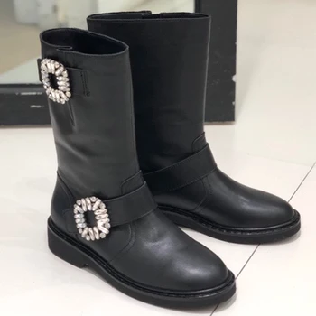 Crystal Luxury Black Mid-Calf Boots Spring Autumn Brand Design Round Toe Leather Women Shoes Solid Slip-On Female Boots
Crystal Luxury Black Mid-Calf Boots Spring Autumn Brand Design Round Toe Leather Women Shoes Solid Slip-On Female Boots