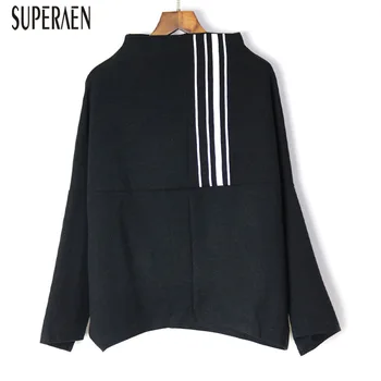 SuperAen Europe Hoody Wild Cotton Sweatshirts Women Autumn New 2019 Stand Collar Stripe Sweatshirts Female Pluz Size Tops
SuperAen Europe Hoody Wild Cotton Sweatshirts Women Autumn New 2019 Stand Collar Stripe Sweatshirts Female Pluz Size Tops