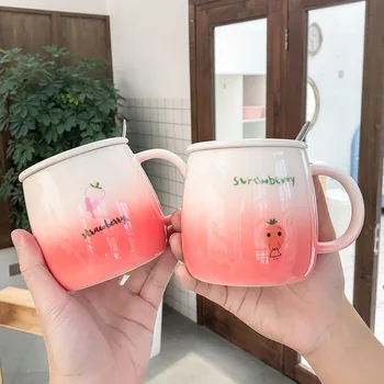 Cute Brief Gradient Ramp Ceramic Mug with Lid Spoon Household Milk Coffee Cup 450ml Large Capacity Porcelain Water Mug for Woman
Cute Brief Gradient Ramp Ceramic Mug with Lid Spoon Household Milk Coffee Cup 450ml Large Capacity Porcelain Water Mug for Woman