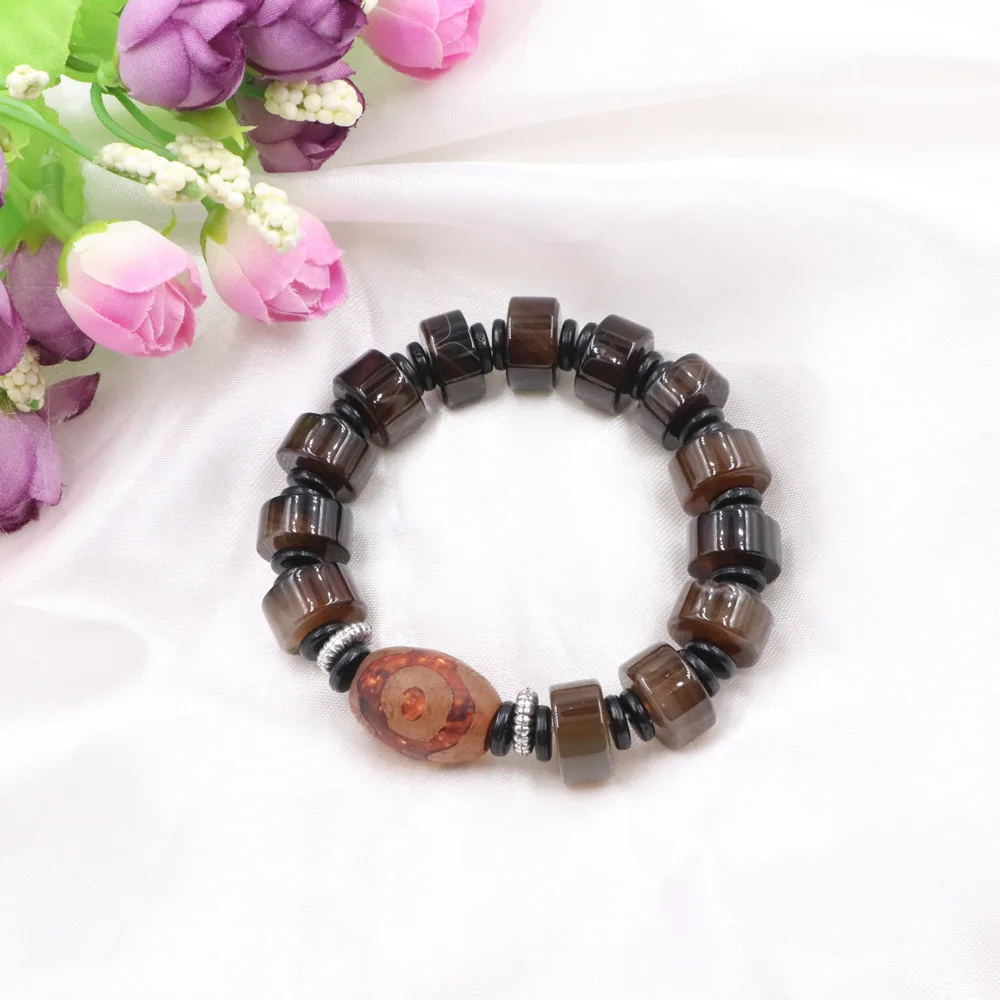 Beads Rosary String Bracelet Natural Agates Stone Retro Yoga Bracelets Tibet Dzi Wristband Prayer Bangle Gifts Jewelry 19cm B339 | Украшения