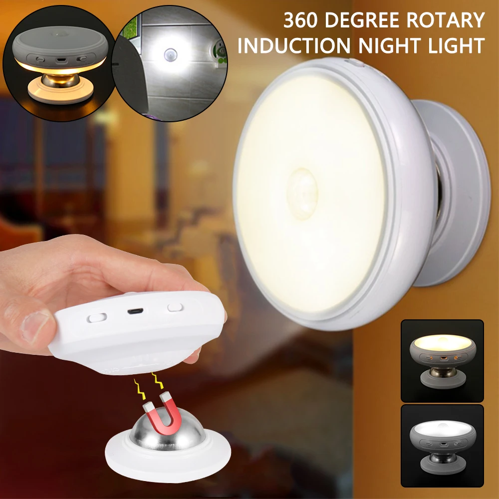 360 Degree Rotation Induction Night Light Rechargeable LED Safety Wall Light Motion Sensor Light Kitchen Toilet Light
360 Degree Rotation Induction Night Light Rechargeable LED Safety Wall Light Motion Sensor Light Kitchen Toilet Light