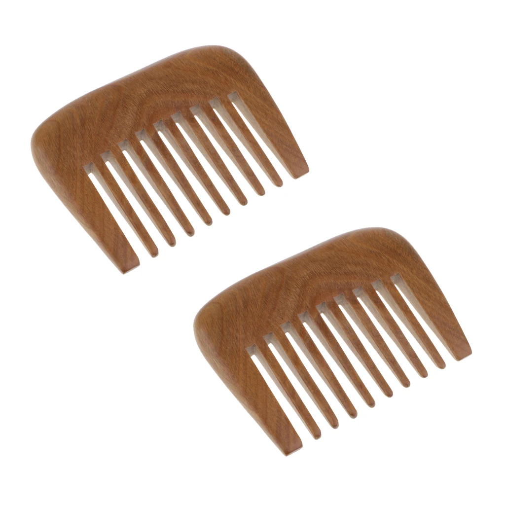 2pcs Wooden Wide Tooth Pocket Hair Beard Comb Hair Detangler Scalp Massage Comb with Green Sandalwood Scent 2pcs Wooden Wide Tooth Pocket Hair Beard Comb Hair Detangler Scalp Massage Comb with Green Sandalwood Scent