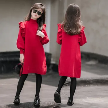 Girls Christmas Dress 2019 New Knitting Sweater Girl Winter Dresses High-grade Teenager Girls Clothing 8 10 12 Year Clothes 
Girls Christmas Dress 2019 New Knitting Sweater Girl Winter Dresses High-grade Teenager Girls Clothing 8 10 12 Year Clothes