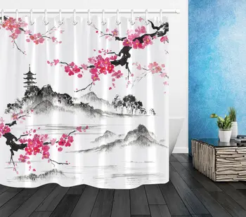 Japanese Sakura Lake Hills Shower Curtain Liner Bathroom Polyester Fabric Hooks
Japanese Sakura Lake Hills Shower Curtain Liner Bathroom Polyester Fabric Hooks