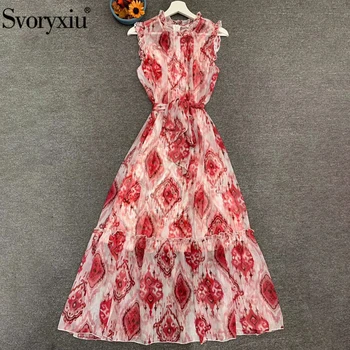 Svoryxiu Runway Designer Summer Female Red Print Sleeveless Long Dress Women Bow Belt Frill Trim Elegant Vintage Holiday Dresses
Svoryxiu Runway Designer Summer Female Red Print Sleeveless Long Dress Women Bow Belt Frill Trim Elegant Vintage Holiday Dresses