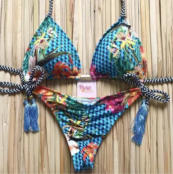 Lady's Blue and Plaid Bikini Summer Style 2 Piece Set Halter Swimsuit Floral Biquini Bathing Suit Women Maillot De Bain Swimwear
Lady's Blue and Plaid Bikini Summer Style 2 Piece Set Halter Swimsuit Floral Biquini Bathing Suit Women Maillot De Bain Swimwear