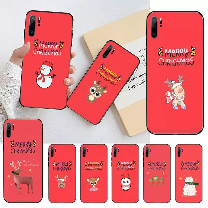 

Cute cartoon merry christmas elk fox Phone Case For Huawei honor Mate P 9 10 20 30 40 Pro 10i 7 8 a x Lite nova 5t