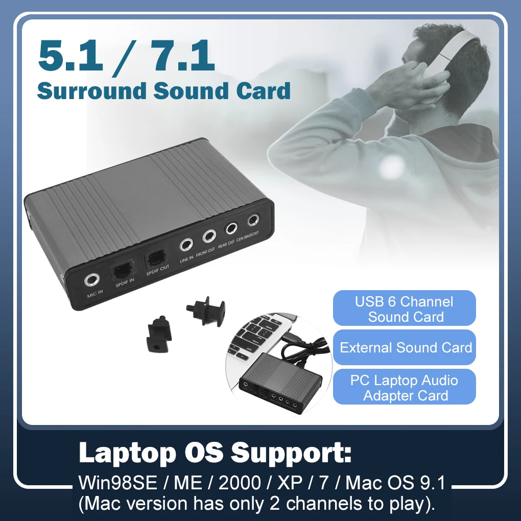 Professional USB Sound Card 6 Channel 5.1 Optical External Audio Card Converter CM6206 Chipset for Laptop Desktop
Professional USB Sound Card 6 Channel 5.1 Optical External Audio Card Converter CM6206 Chipset for Laptop Desktop