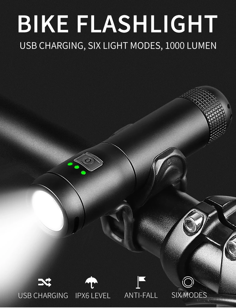 Top INBIKE Bicycle Light MTB Bike Headlight Waterproof Led Power Bank USB Rechargeable Flashlight 600-1000 Lumens Front Lamp 6 Modes 2