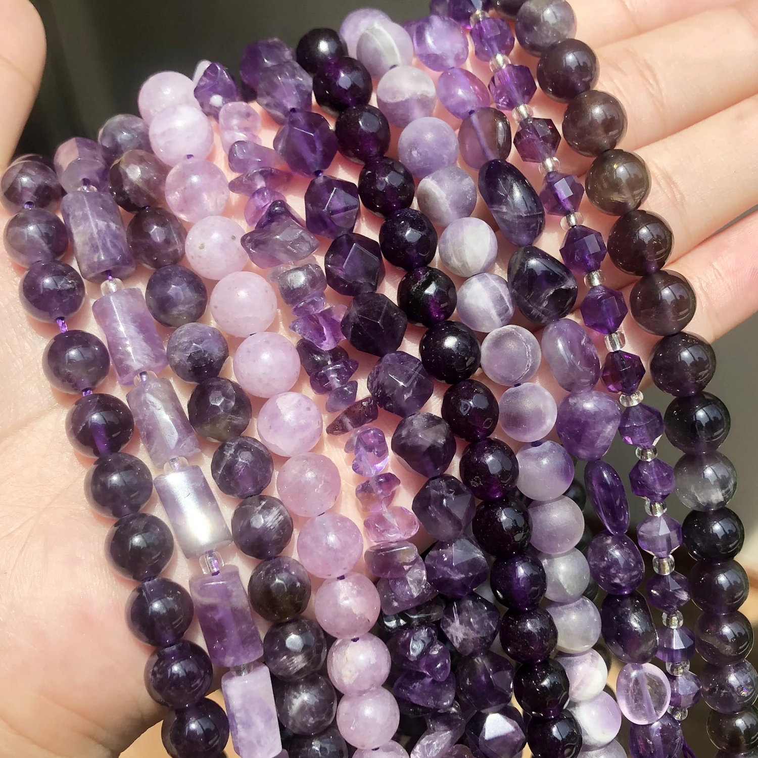AA+ Natural Amethysts Gem Stone Beads Round Faceted Matte Purple Crystal Quartz Loose Bead For Jewelry Making DIY Bracelet 15'' |