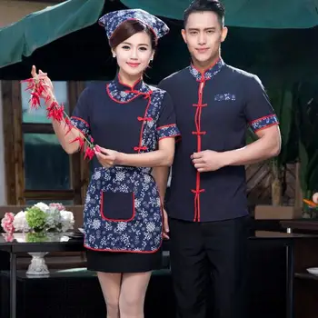 Chinese restaurant Overalls Chef uniform Women and Men Summer Folk custom 
Chinese restaurant Overalls Chef uniform Women and Men Summer Folk custom