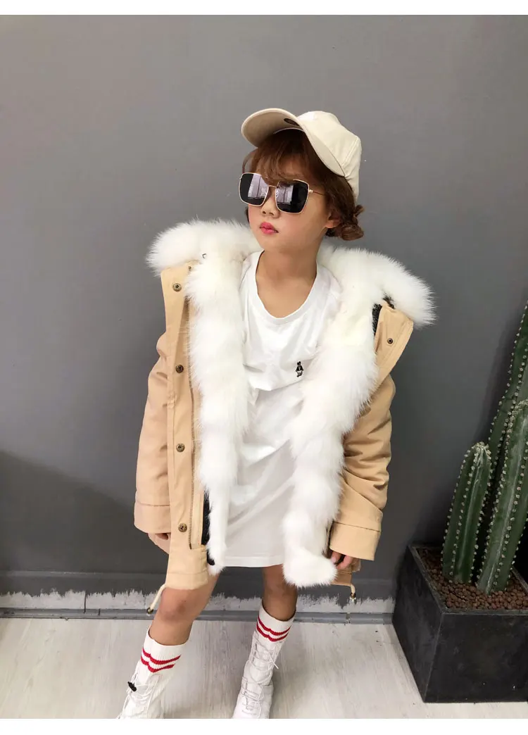 kids parkas natural fox fur child coats for winter (24)