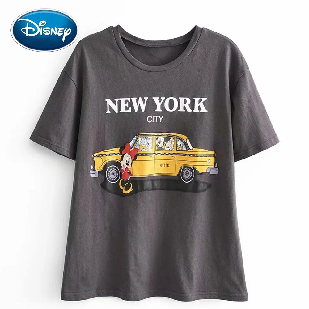 Disney Stylish Minnie Mouse Duck Cartoon NEW YORK Letter Print T-Shirt O-Neck Pullover Fashion Women Short Sleeve Loose Tee Top 
Disney Stylish Minnie Mouse Duck Cartoon NEW YORK Letter Print T-Shirt O-Neck Pullover Fashion Women Short Sleeve Loose Tee Top