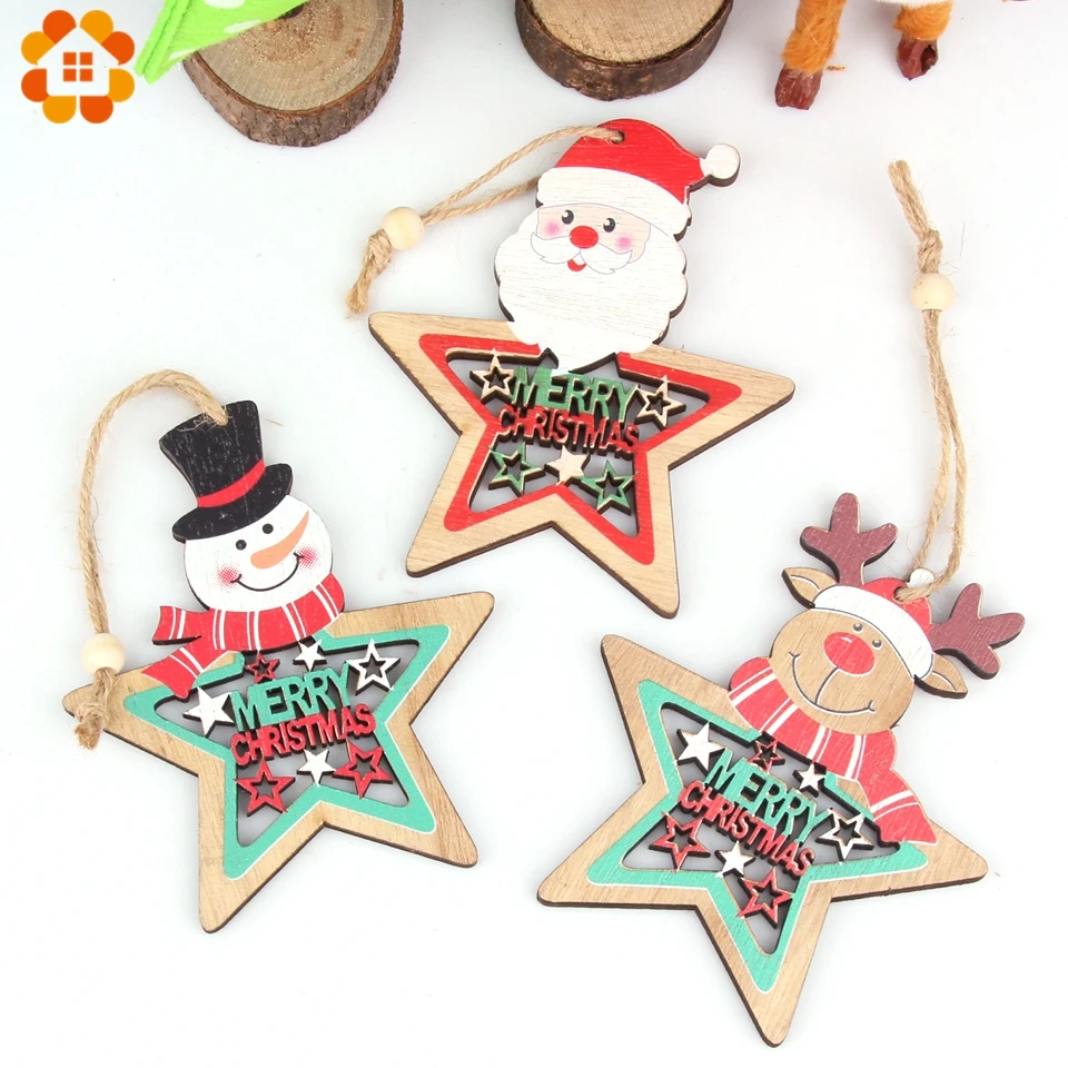 3PCS Cute Creative Star Merry Christmas Wooden Ornaments Pendants Wood Crafts Xmas Tree Ornament Kids Gift Christmas Decoration 
3PCS Cute Creative Star Merry Christmas Wooden Ornaments Pendants Wood Crafts Xmas Tree Ornament Kids Gift Christmas Decoration